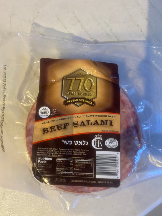 Sliced beef salami