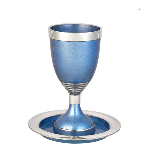 Blue Designed Kiddush Cup - Sale (minor scratches)